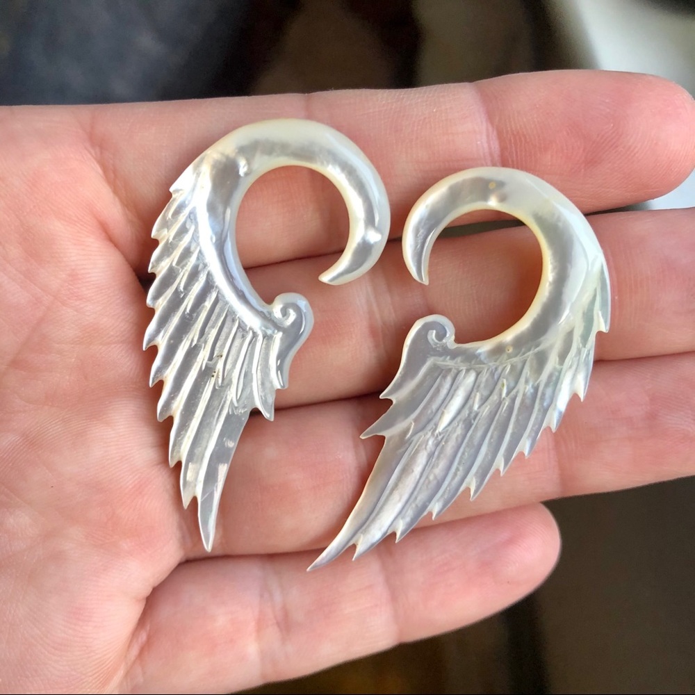 Liquid Fire Mantra Wing Earrings, 4g